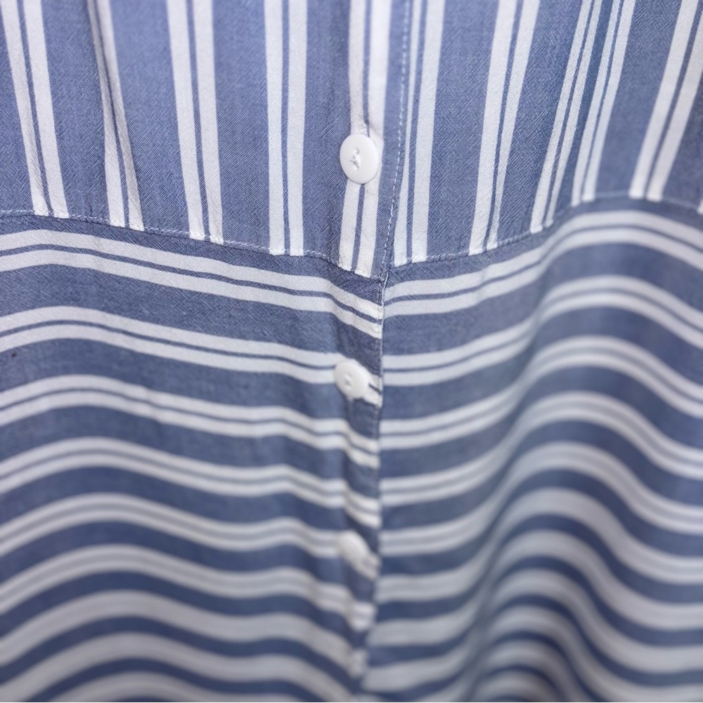 2/$30 Max Studio Sleepwear Women’s XL Blue White Striped Shirt Dress Buttons - Picture 7 of 10
